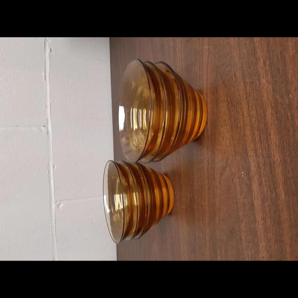 Vintage Amber Beehive Glass Bowls - SET of 6 - Picture 1 of 5